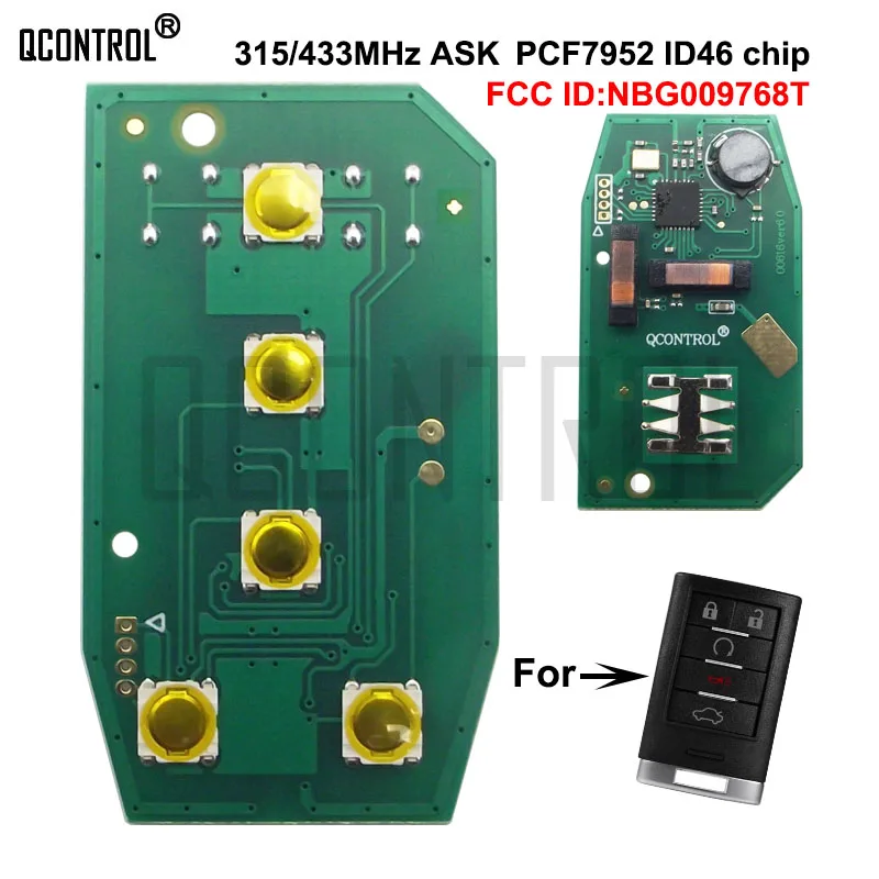 

QCONTROL 315MHZ/433mhz NBG009768T Car Entry keyless key Circuit Board For Cadillac SRX CTS XTS DTS 2010 2011 2012 2013 2014