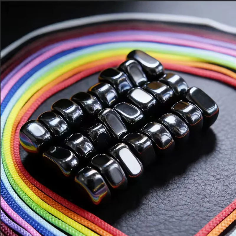 14-40PCS Match Color Rope Fridge Magnetic Stone Set DIY Photo Wall Irregular Black Lodestone Magnet Pushpin Multi Functional