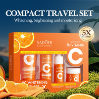 4pcs/box SADOER 5x Vitamin C Kit Whitening Moisturizing Travel Set(Facial Cleanser, Toner, Serum, Face Cream)