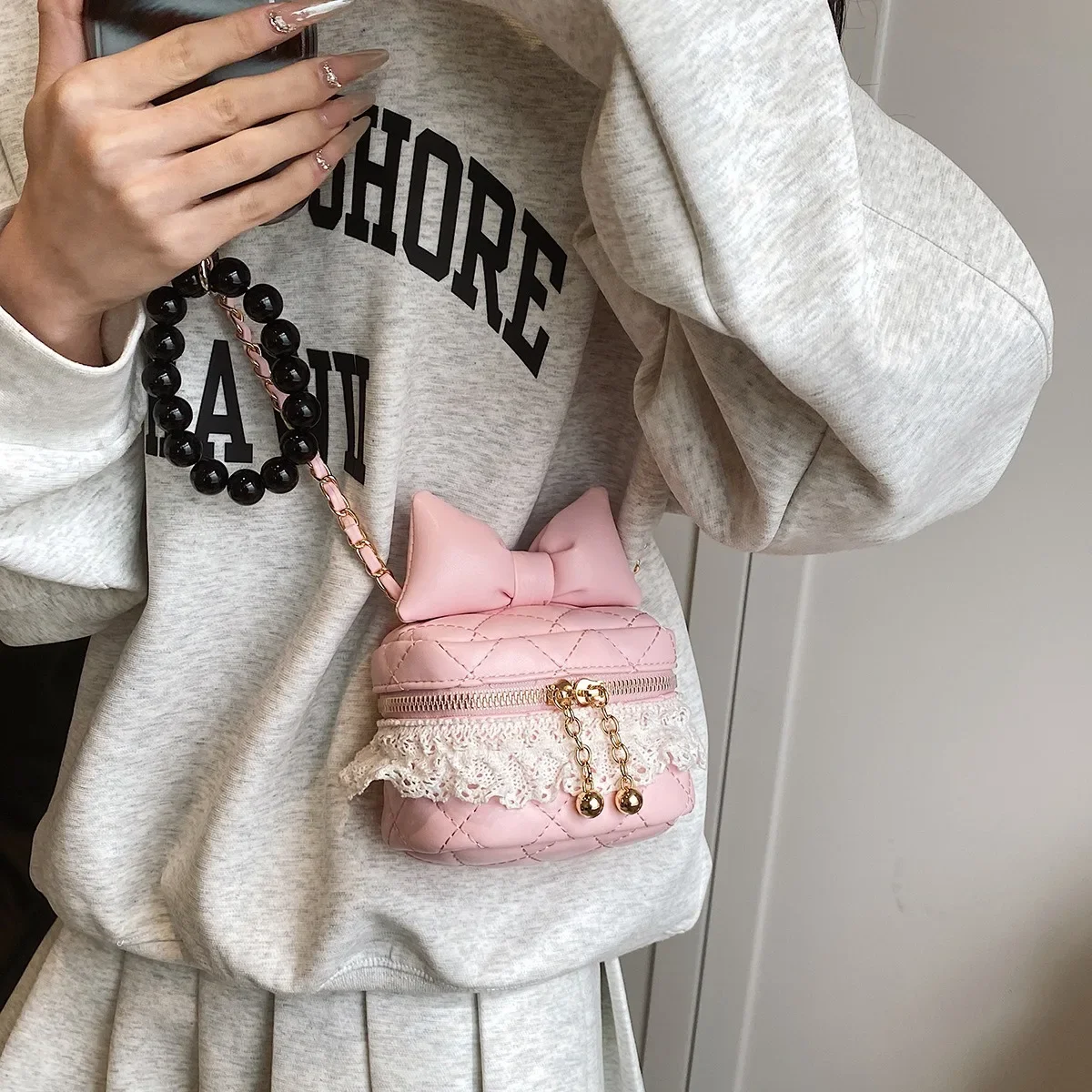 2025 عيد الفصح الاطفال بو دلو حقيبة انفصال القوس الدانتيل تقليم محفظة نسائية للعملات المعدنية الفتيات خالية من الرصاص قابل للغسل