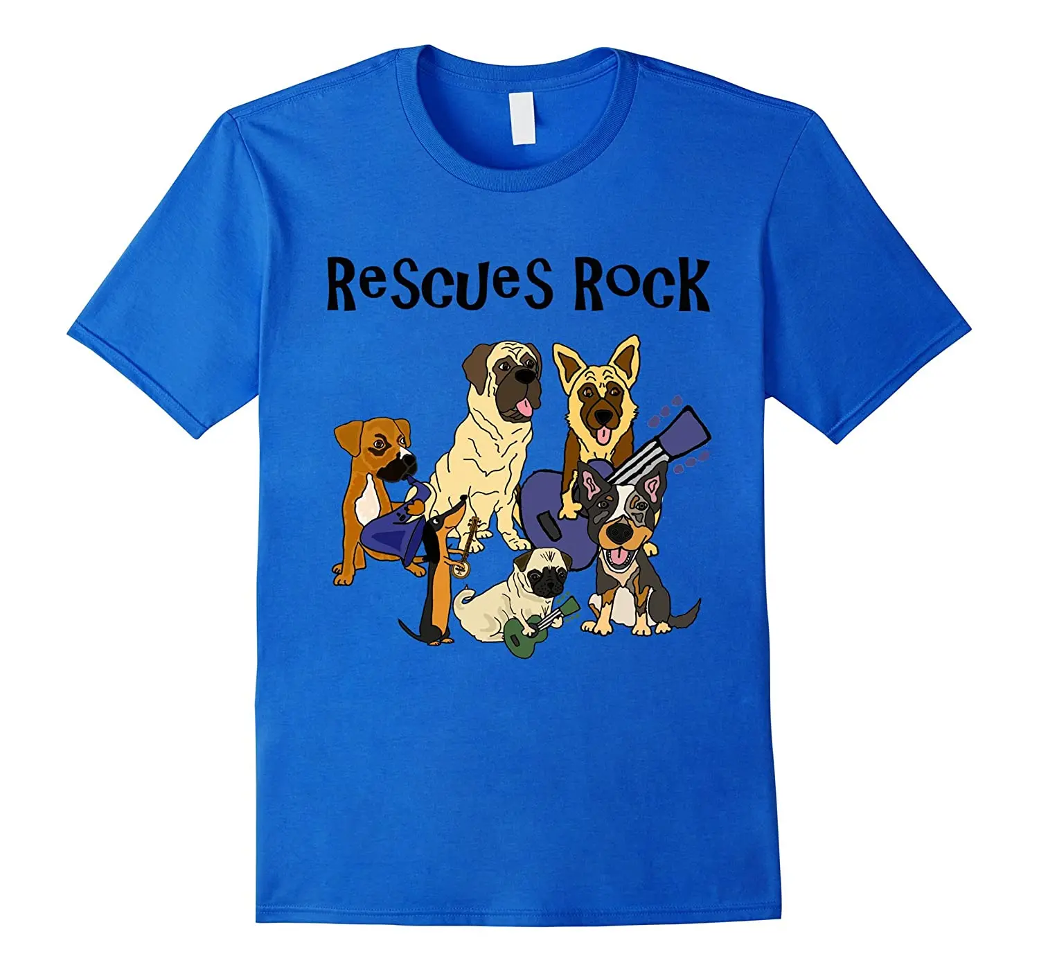 

Funny Rescue Dogs Rock T-Shirt. Summer Cotton Short Sleeve O-Neck Mens T Shirt New S-3XL