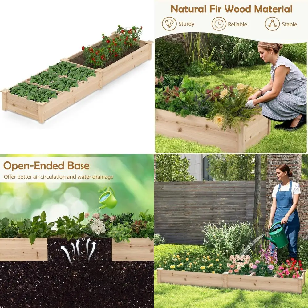 

Wooden Elevated Garden Beds with 7 Compartments, DIY Paintable, for Growing Plants