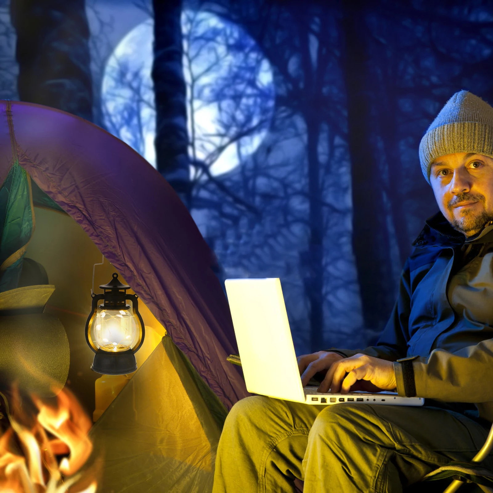 

2Pcs Retro Style Handheld Lantern Electronic Light Decorative Lamp for Home Party Vintage Atmosphere Lantern Decoration