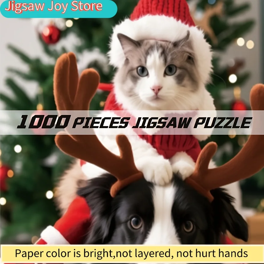 

Пазлы-головоломки для детей и взрослых — серия «Рождественские питомцы» с кошками/собаками, развивающие мышление, праздничный подарок и украшение для комнаты, пазл