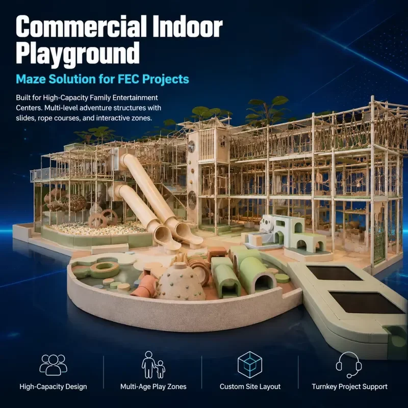 Commercial Indoor Adventure Maze Playground with Slides Tunnels Soft Play Structure Custom Layout for FEC EN1176