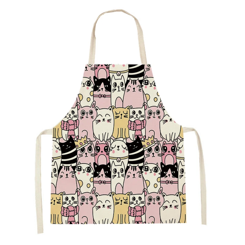 Cute Animal Cat Aprons Sleeveless Apron Adult Kids Home Cooking Baking Accessories Cafe Apron Women Kitchen Apron Easy Clean Bib