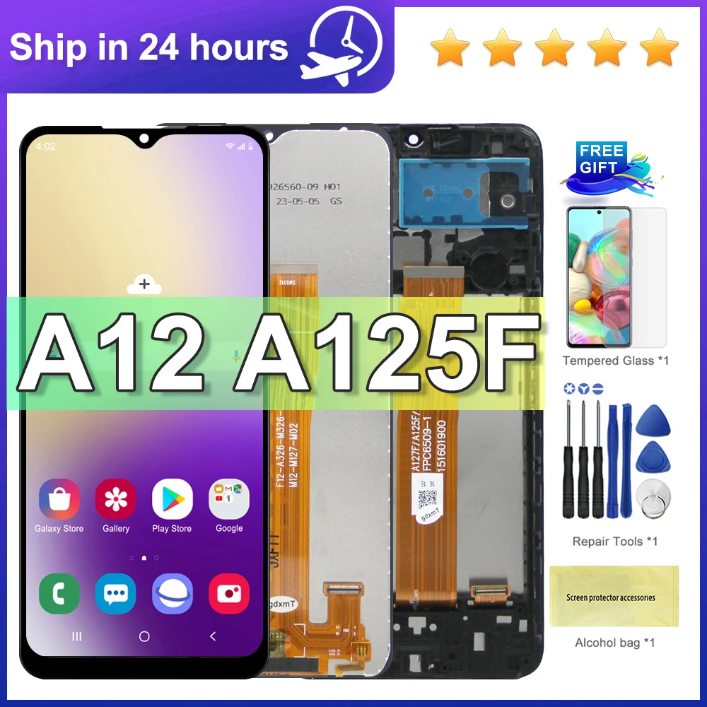 

For Samsung A12 LCD A125F SM-A125F Display Touch Screen Digitizer For Samsung A12 Screen With Frame Replace
