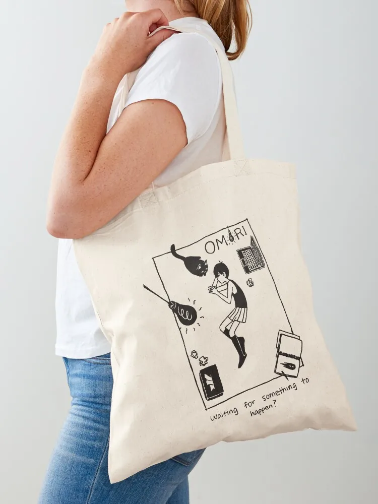 

Vintage Omori Anime Arts Vaporwave Characters Playing Gaming Tote Bag Women's handbag Canvas shoulder bag Cloth bag handbag