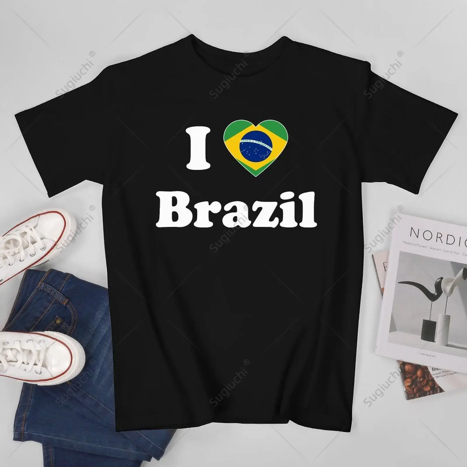 Unisex Men I Love Brazil I Heart Brazil Brasil Brazilian Tshirt Tees T Shirts Women Boys 100% Cotton T-Shirt