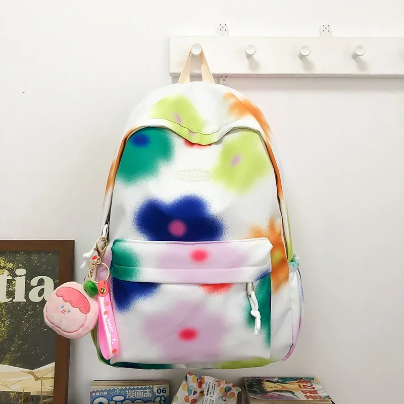 Trend iger Reiß verschluss Graffiti Blume Damen Rucksack 2024 Mode Schul paket Pendler Tour lässig große Kapazität Reise rucksack