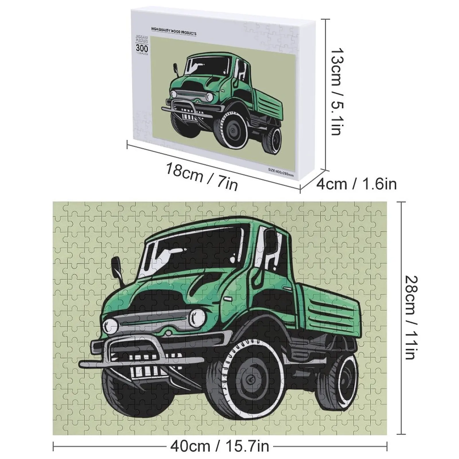 الأخضر UNIMOG بازل قطع أنيمي اسم خشبي لغز شخصي مخصص