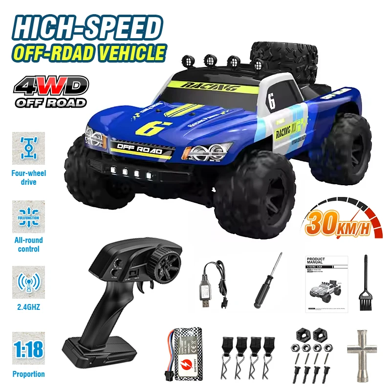 

Rc Car 1:18 Off-Road High-Speed Car Remote Control Climbing Vehicle Short Card Radio-Control Truck Boy Children Gift Kf19