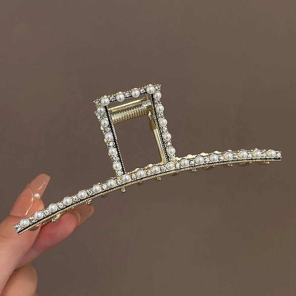 ผมกรงเล็บเพิร์ล Rhinestone Elegant Geometric Alloy คลิปผมสําหรับผู้หญิงแถบคาดศีรษะ Hairpin ผมปู Accessorie