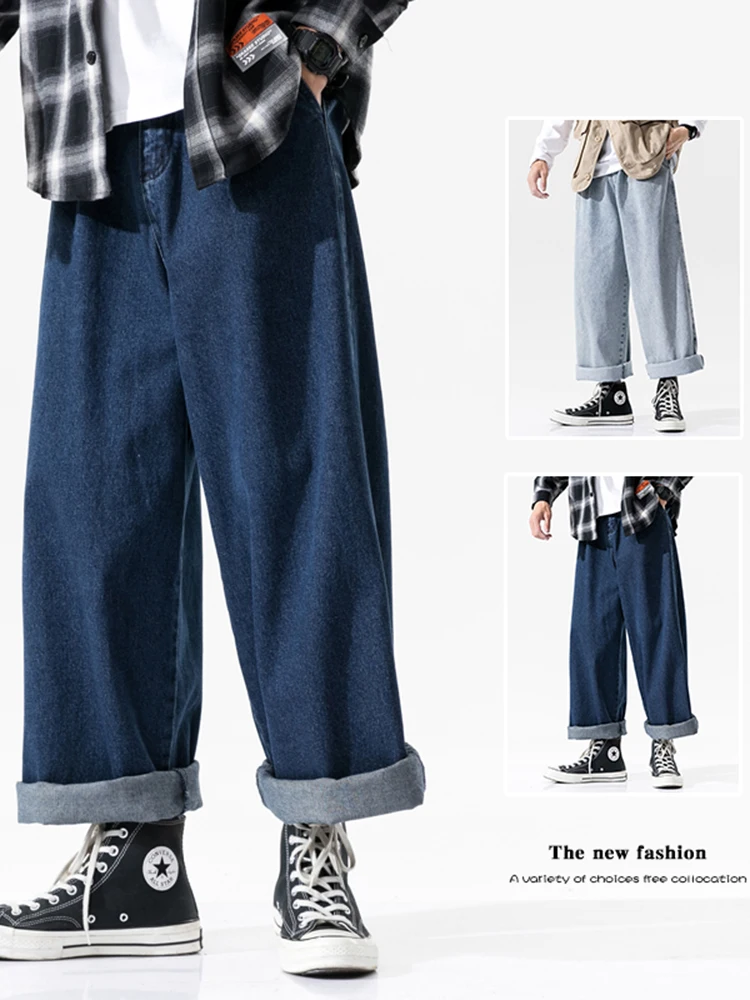 

Ретро-джинсы в японском стиле для мужчин: повседневные, широкие, рабочие, молодежные, модные, свободного кроя, прямые, из денима