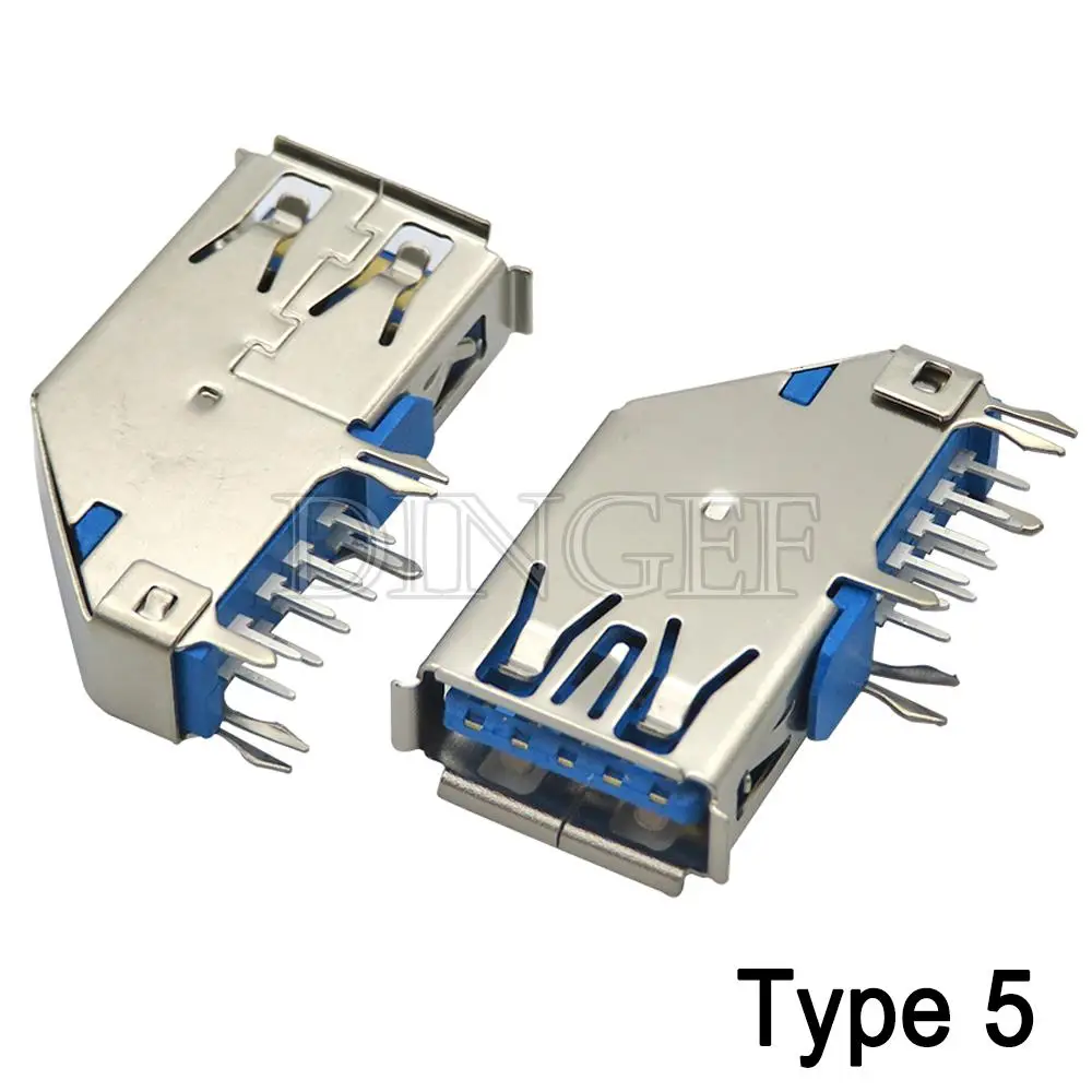5PCS USB 3.0 USB-3.0-AF AM Type Port Male Female Solder Jacks Connector PCB Socket For USB Interface Port 90/180 degrees