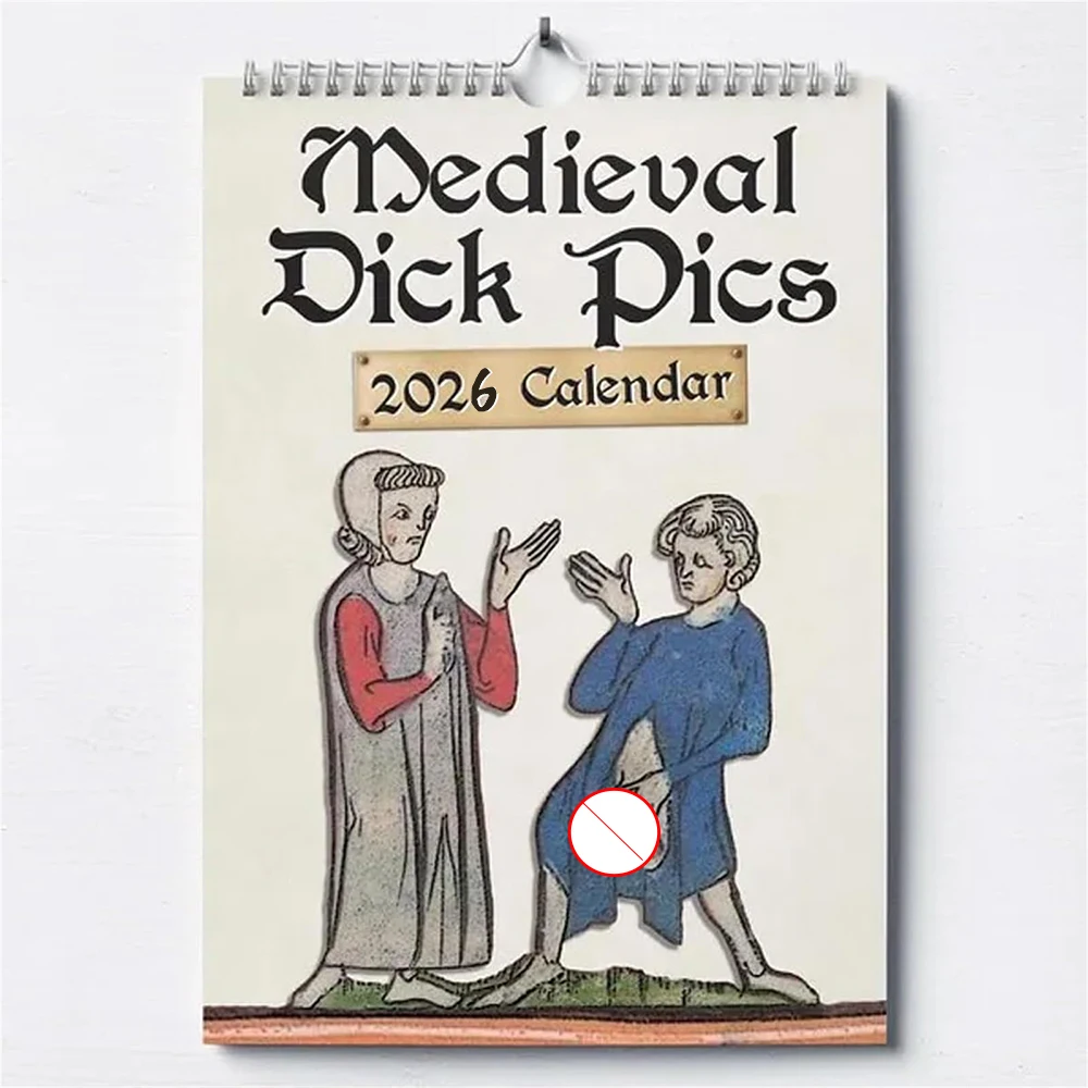 Nouveau calendrier 2026 drôle créatif Illustration médiévale quotidien hebdomadaire mensuel planificateur organisateur décor à la maison accessoire calendrier mural