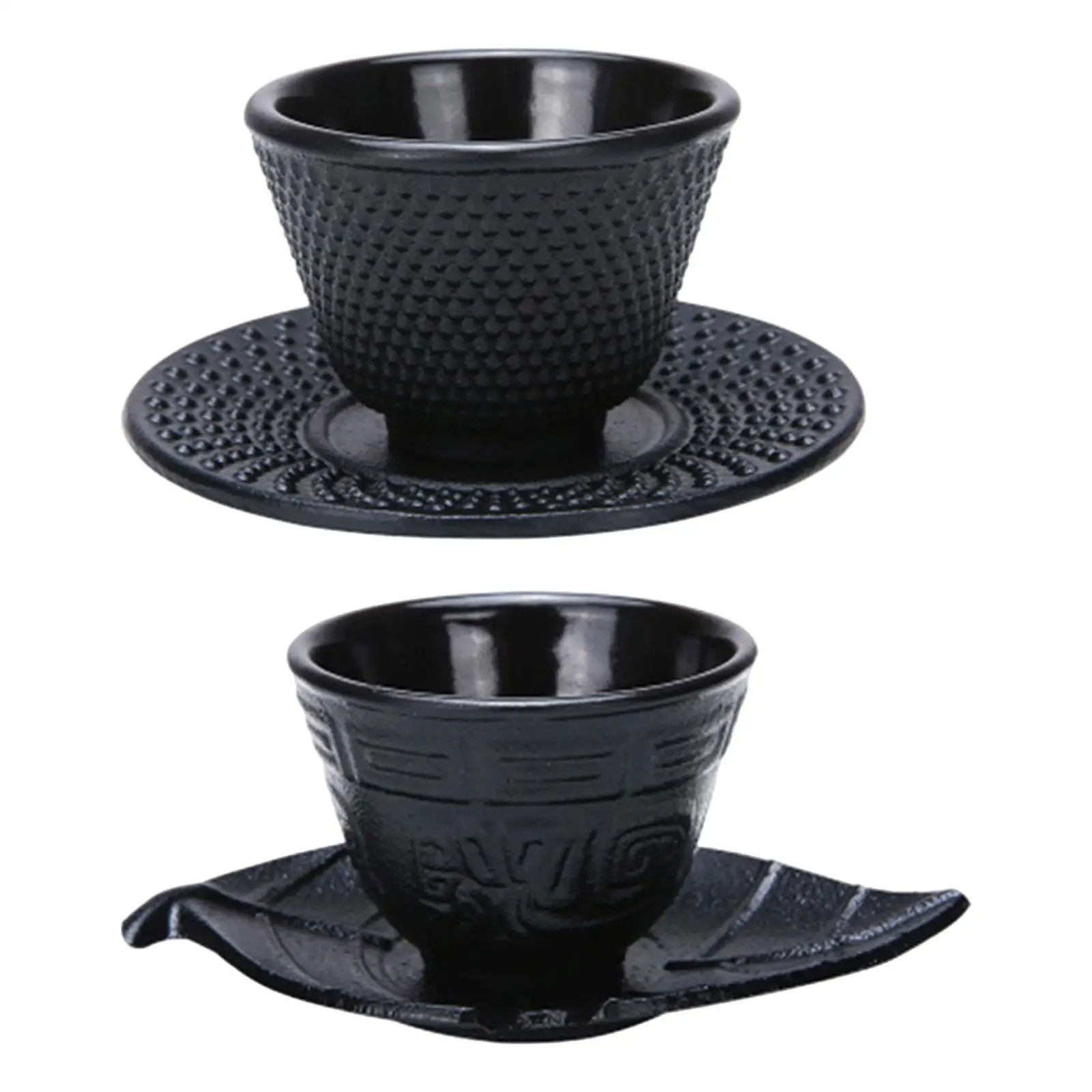 Gusseisen Teetasse Untersetzer Set Büro Becher dekorative Teetasse Kung Fu Teegeschirr schwarz