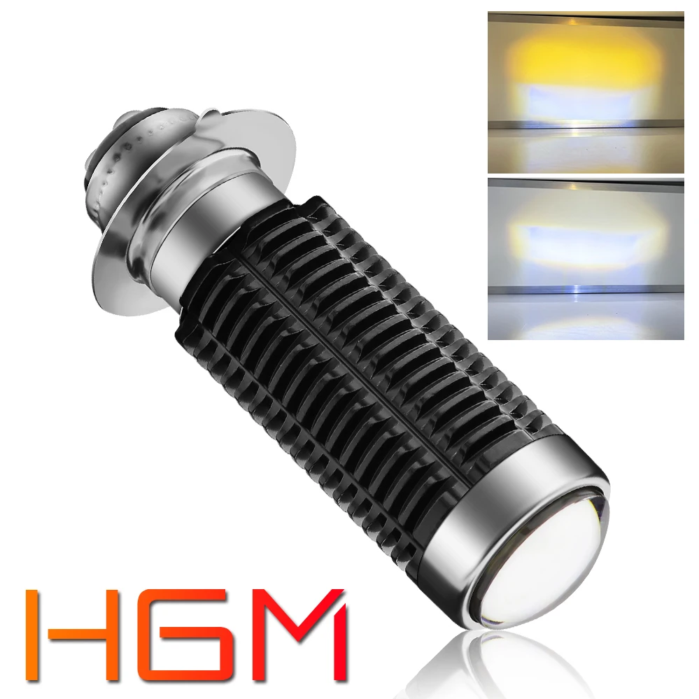 P15D H6M LED Motorcycle Headlight Bulb With Lens Amber/Yellow 3000K,6000K White High/Low Beam Double Coloer Spotlight for Yamaha