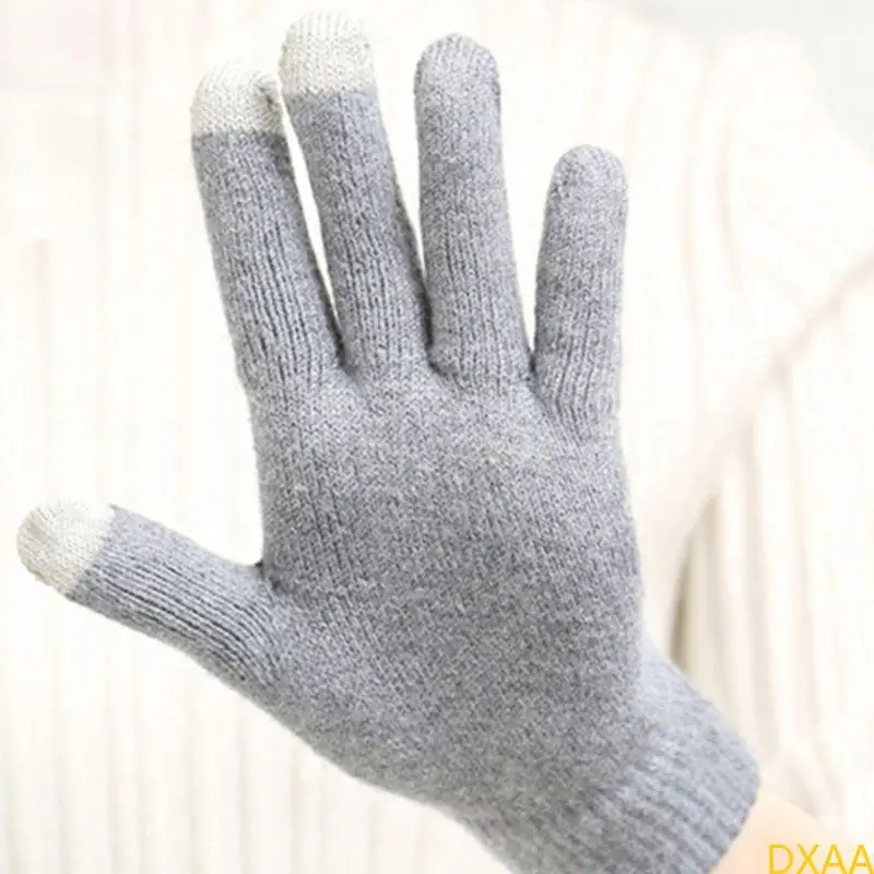 

DXAA Winter Warm Knit Full Finger Gloves Women Stretch Working for Touch Screen Mitte