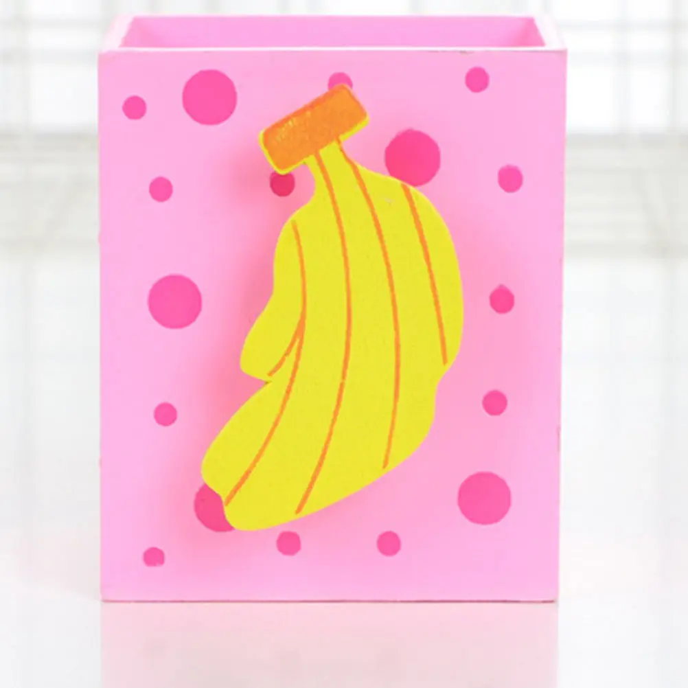 6Pcs Wooden Fruit Style Pencil Organizer Pencil Holder Desk Storage Container for Home Office Pen Container Pen Pot