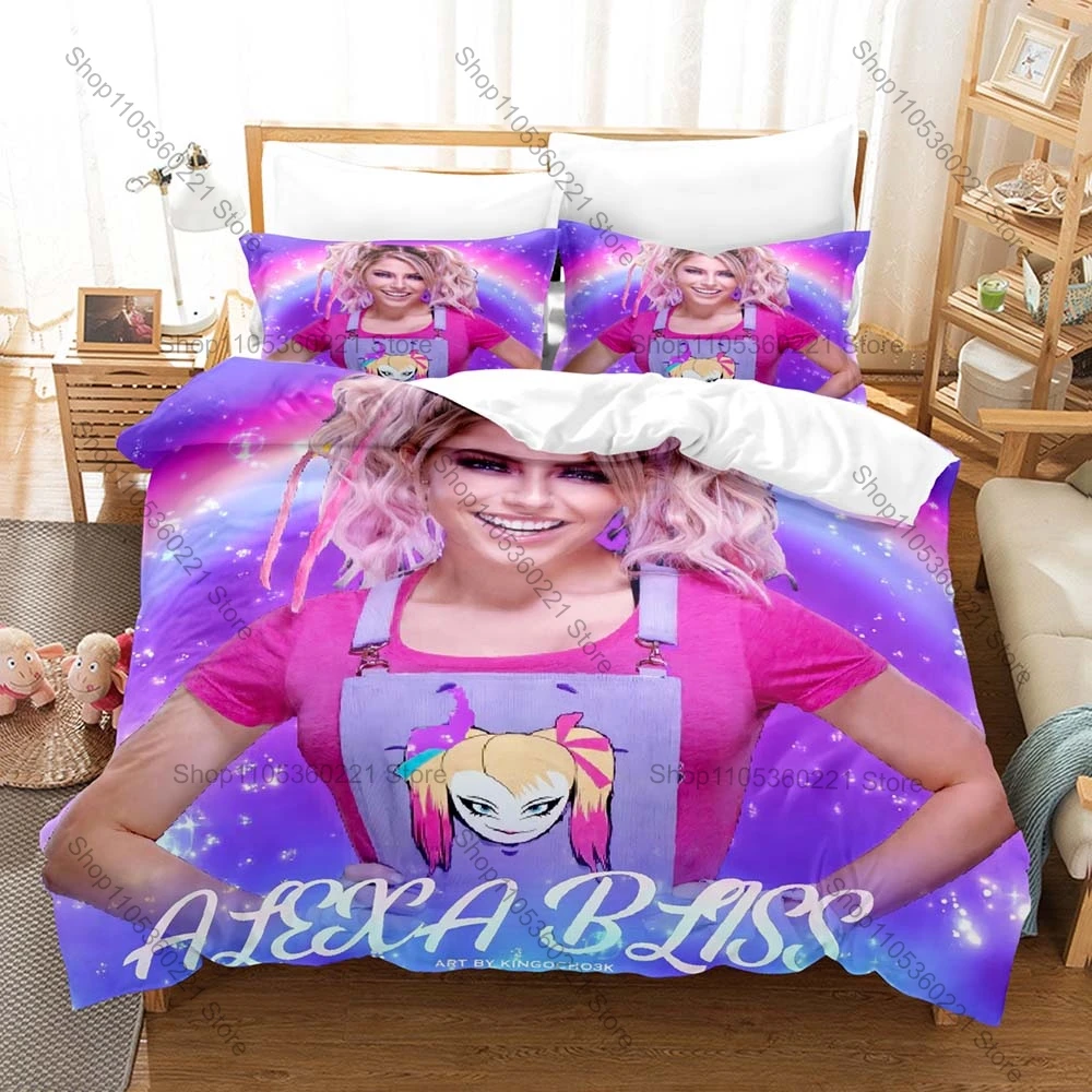 Alexa Dark Gothic Devil Makeup Raw Wrestler Ring Stage Print Duvet Cover + 2 Pillowcases Grunge Dark Microfiber Bedroom Decor - view 3