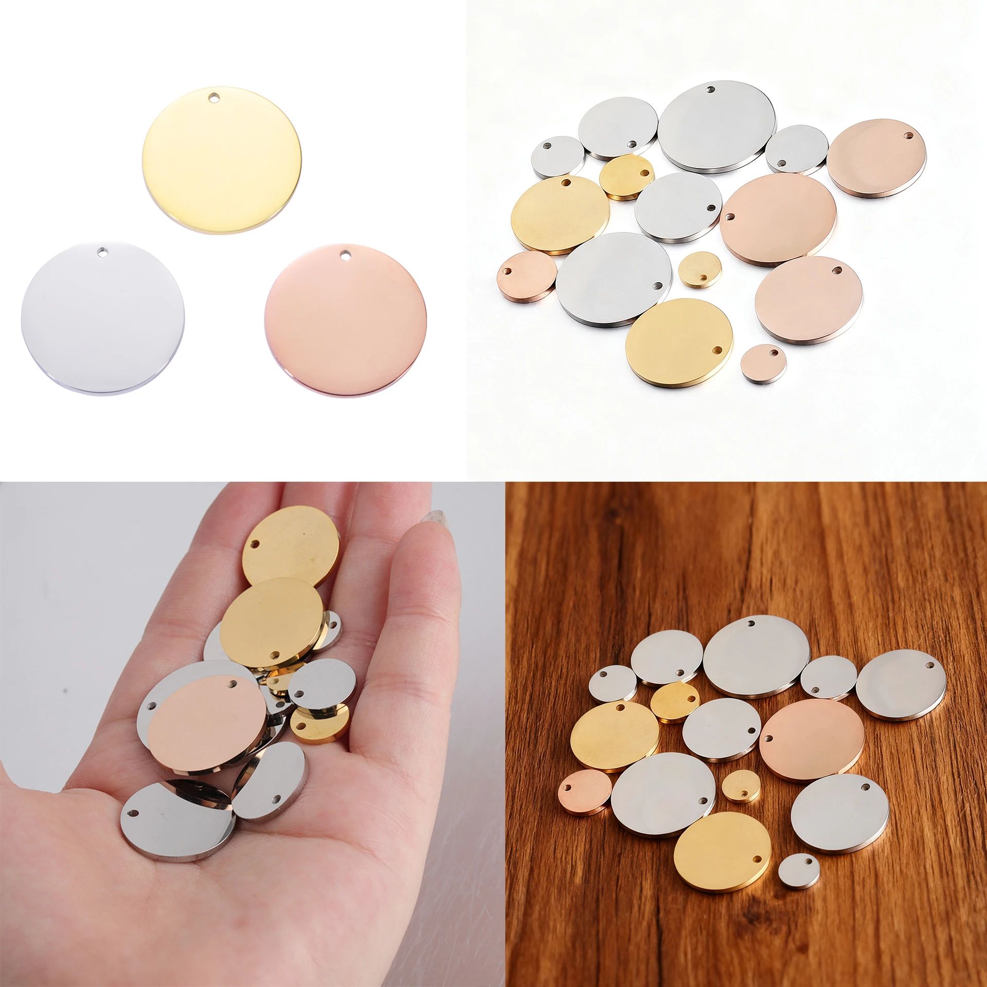 

20pcs/lot 15/18/20/25/30mm Mirror Polished Stainless Steel Round Disc Charms Blank Tips Pendant for DIY Jewelry Making