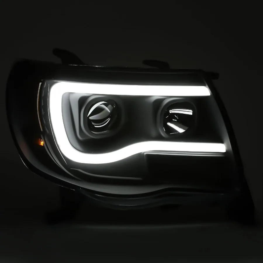 المصابيح الأمامية لجهاز الإسقاط LED لعام 2005-2011 تويوتا تاكوما مع تصميم شريط أنبوبي LED DRL متوافق مع مصابيح الهالوجين تتضمن سائق