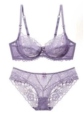 YUQI'S Spitzen-Dessous-Set, sexy, transparente BHs für Damen, ultradünn, atmungsaktiv, stützend, Anti-Durchhängen, nicht gepolstert, Bralette, romantisch, S-XL