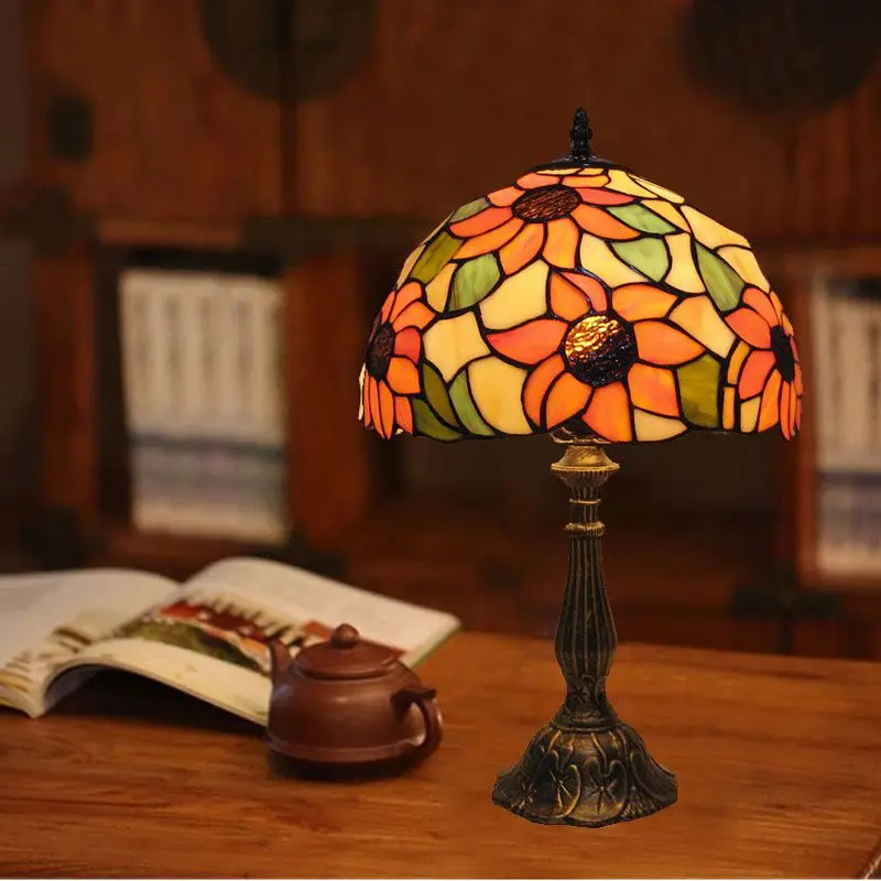 

Retro Tiffany Stained Glass Desk Light Home Decor E27 Mediterranean Bedroom Bedside Table Lamp Restaurant Bar Cafe Night Light