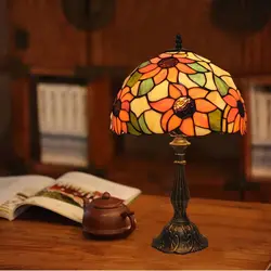 Retro tained Glass Desk Light Home Decor E27 Mediterranean Bedroom Bedside Table Lamp Restaurant Bar Cafe Antique Night Light