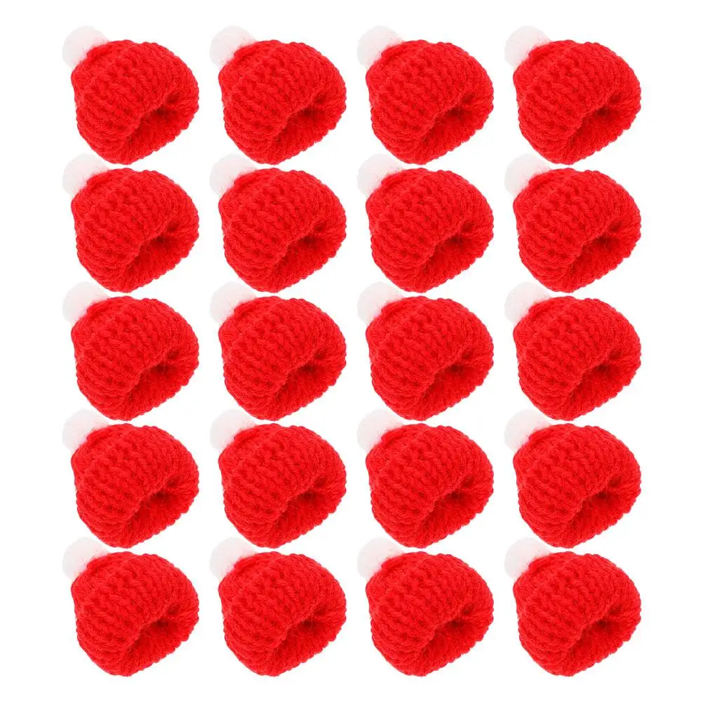 

20 Pcs Christmas Hat Accessories Mini Knitted Top Hats for Crafts Party Decorations Holiday Ornaments Accessories Mini Hats