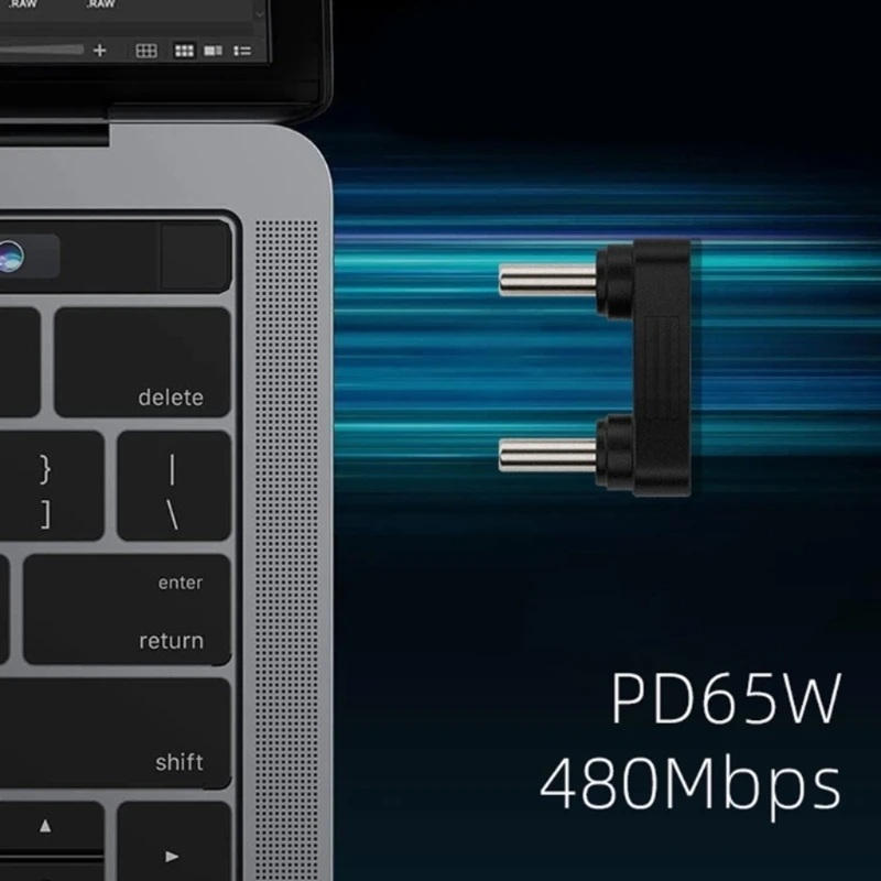 180 度角度 字型 Type-C アダプタオス オス充電器アダプタ PD 65W 充電電話タブレットラップトップ 448F