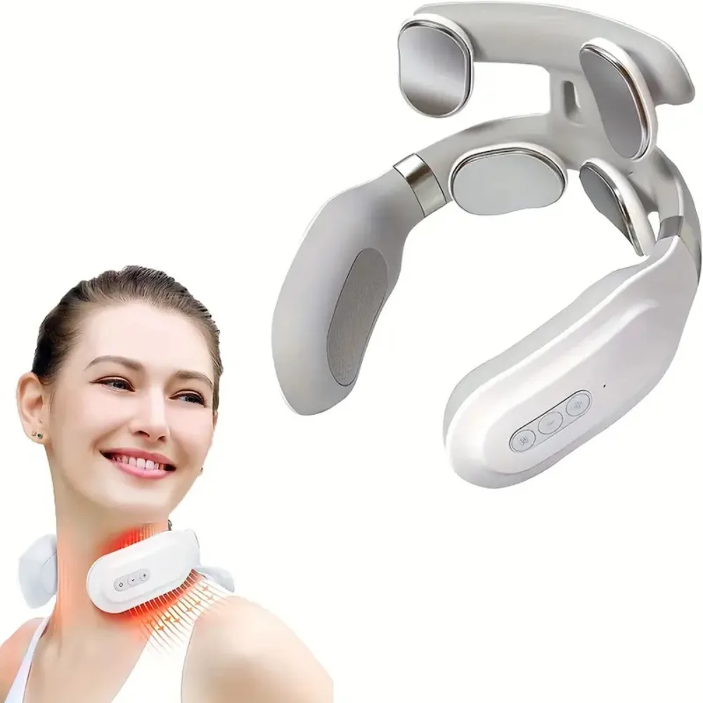 Hot Compress Kneading Neck Massager with 4 Massage Heads - Electric Deep Tissue Massager for Neck - Holiday Gift for family