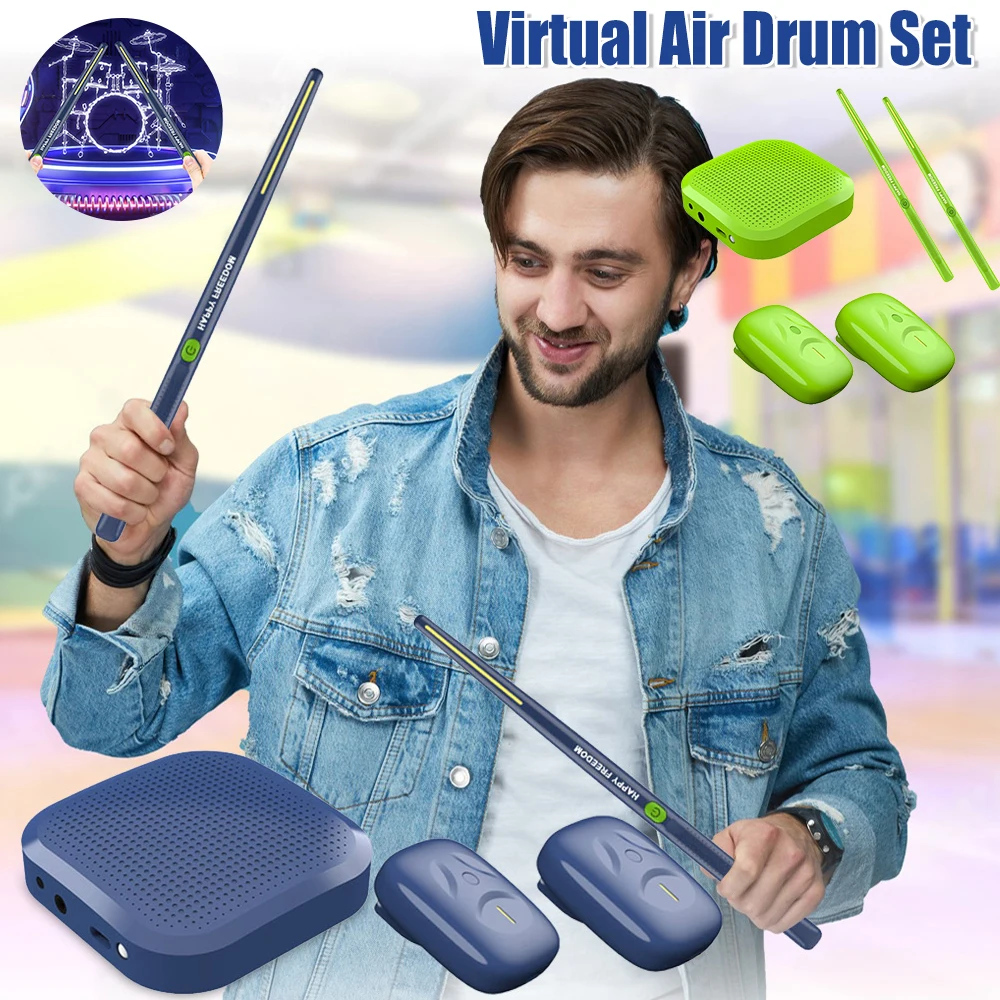 Smart Virtual Air Drum Kit Electronic Wireless Portable Drum Set with Drumsticks Pedal Musical Instrument for Beginners Adults ﻿