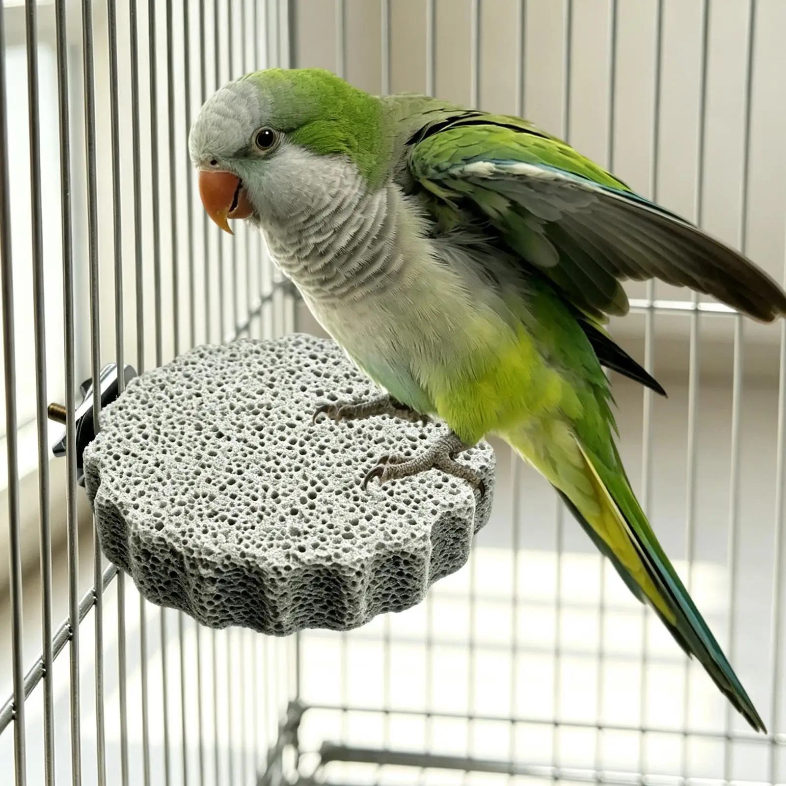Beak Grinder for Birds Volcanic Rock Multi-Purpose Perch Stand Parakeet Foot Claws Trimmer for Conure Cockatiel Lovebird Canary