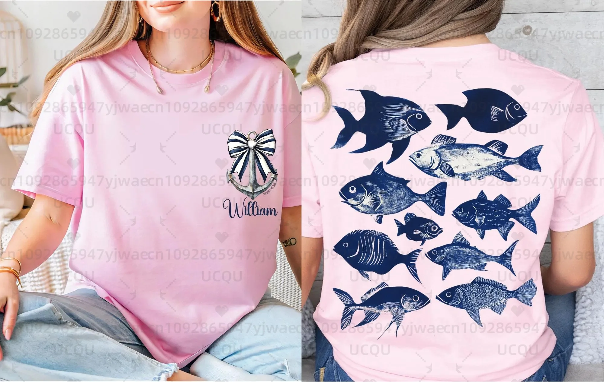 Camiseta náutica de peixe e âncora, sardinas estanhadas, peixe estanhado, amante de sardina, camiseta casual masculina de manga curta