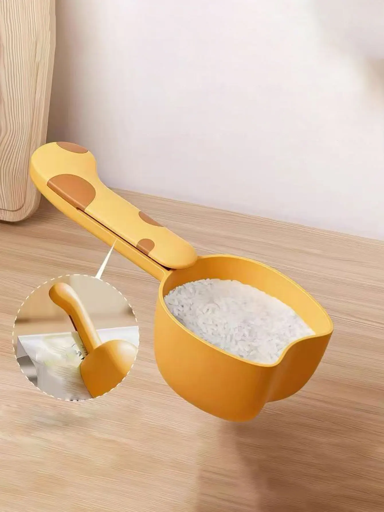 Colher de arroz cozinha colher de farinha leite em pó colher de farinha de arroz colher de macarrão de arroz comida de gato grande capacidade colher de medição de grãos 1 pçs