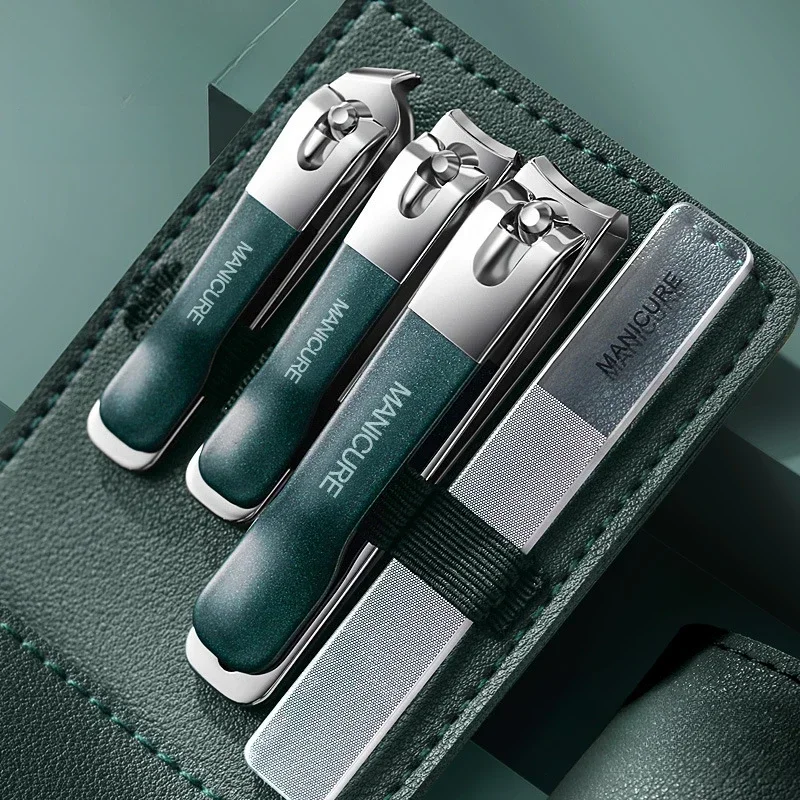 

1/4 Pieces/set Manicure Set with Portable Leather Case and Nano Nail File - Fingernails & Toenails Clippers for Nail Care