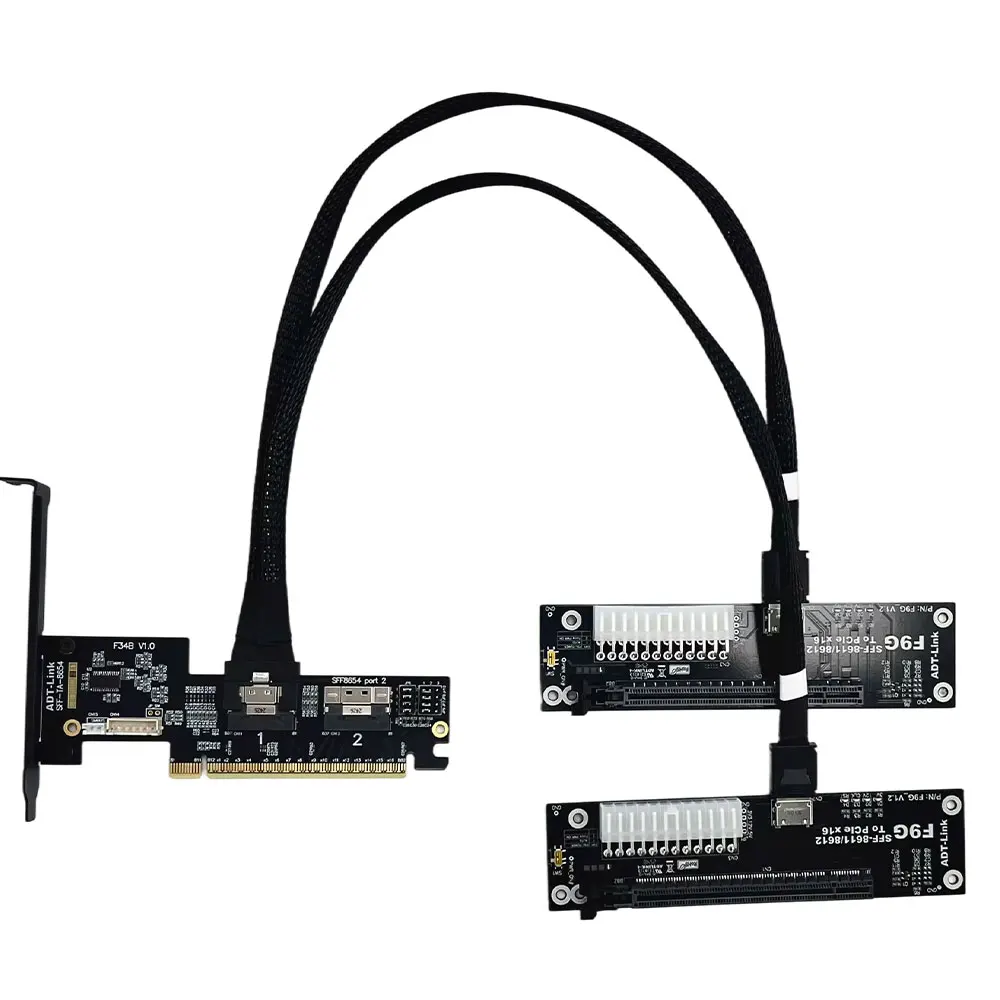 GPU PCIe 4.0 x16 SlimSAS SFF 8654 8i Graphics Card Split Card SFF-8654 / 8611 Cable GEN4 PCIE X16 to X8 X8 Bifurcation Expansion
