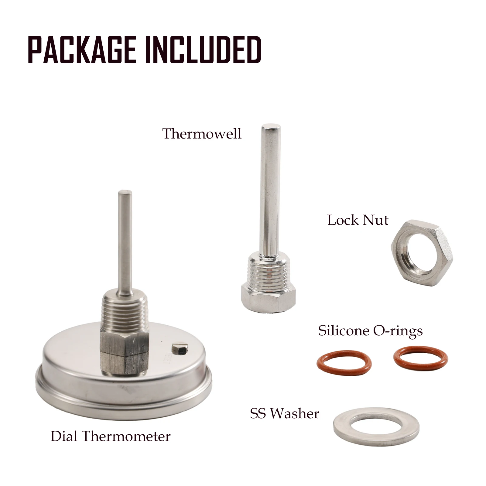Chaleira caseira termômetro thermowell kit 1/2 "npt 3" face dial termômetro de aço inoxidável 304 dupla escala f & c cerveja mosto água