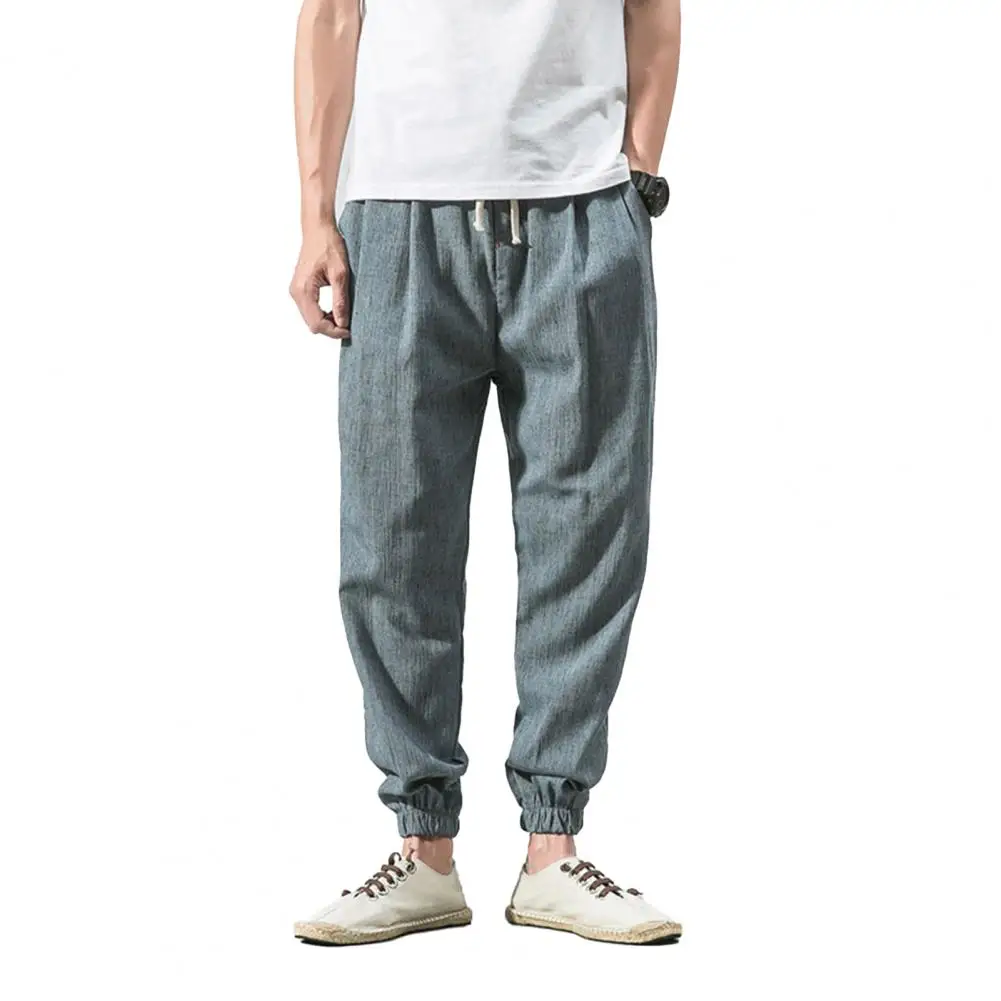 Summer Thin 2024 Fashion Solid Men's Casual Pants Leg Track Workwear Loose Sweatpants Teenagers Boys Cargo Pants