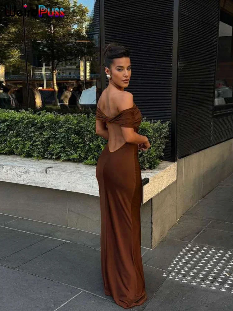 strano gatto slash neck elegante abito solido donna estate cava skinny stretch maxi aderente festa di compleanno streetwear abiti