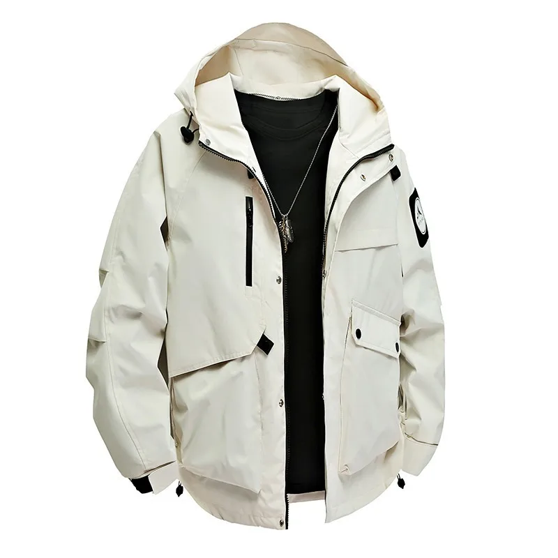 

2025 Spring Autumn New Style Men's Hooded Jacket Windproof Waterproof Sport Casual Workwear Trendy Brand Windbreaker Coat