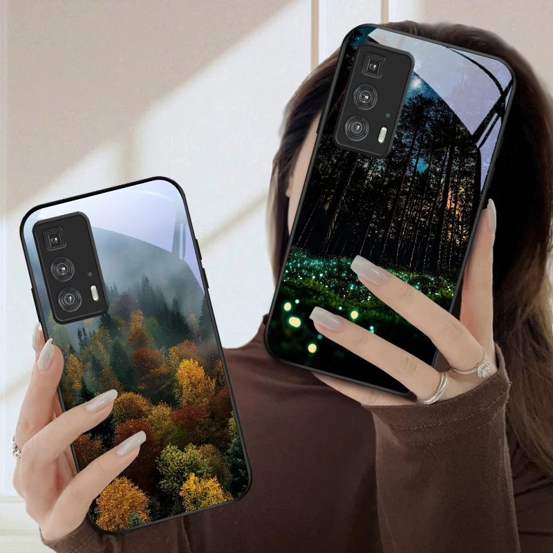 

Deep purple grassland For Motorola Moto Edge 20 Lite 30 Pro 40 Neo 50 Ultra G14 G22 G24 Power 34 G35 X30 Pro Glass Phone Case