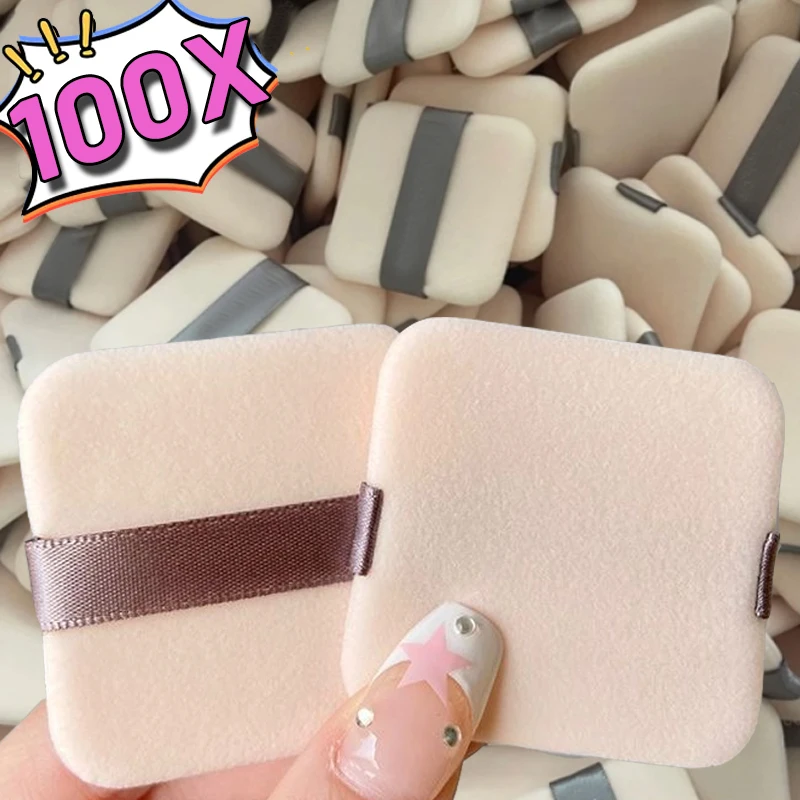 100PCS Velvet Powder Puff Portable Soft Square Cosmetic Puff Foundation Makeup Sponge Loose Powder Sponge Applicator Beauty Tool