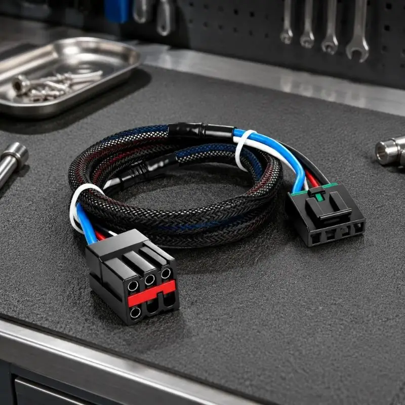 Trailer Brake Controller Wiring Adapter 3035-P, Black Wire Sleeve, Molded ABS End Housings for 150 250 350 1994-2008 X37F