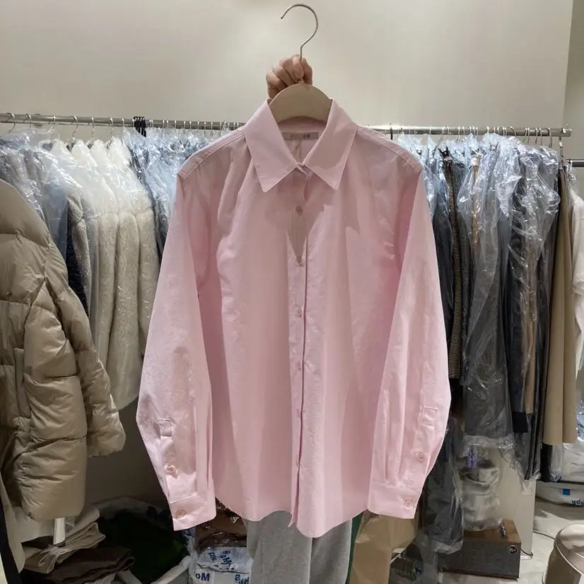 

Dongda Gate Spring New Style Macaron Color Loose Casual Long Sleeve Pure Cotton Shirt Women's Collar Top Comfortable Fit