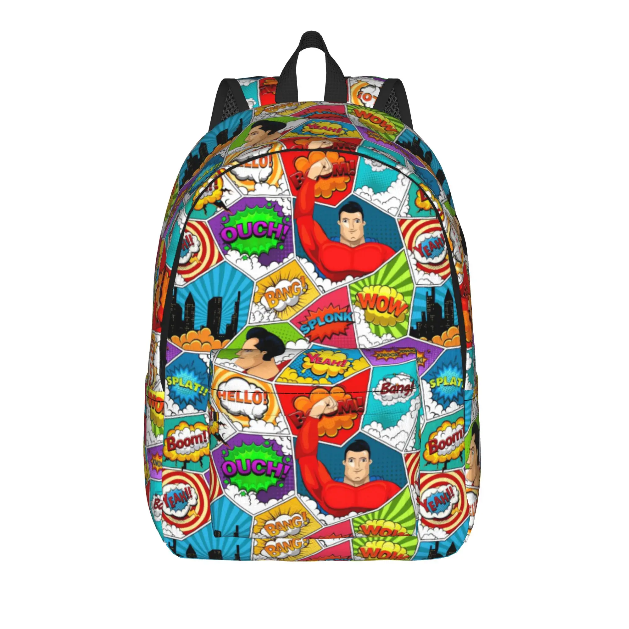 Comic Book Page Divided By Lines Backpack Student Unisex  Breathable Backpacks Polyester High School Bags University Rucksack