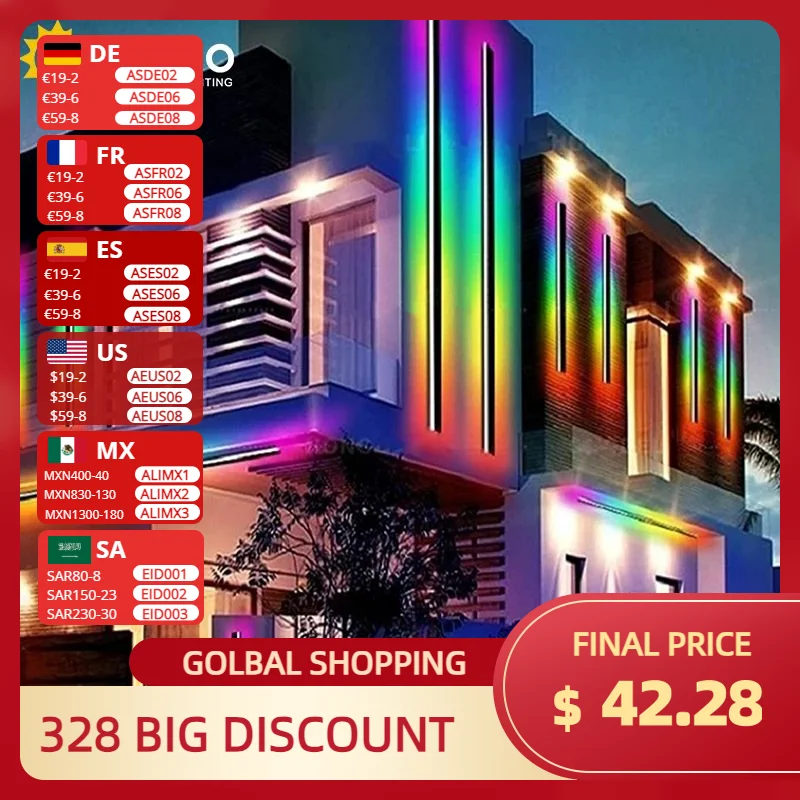 RGB Colored Tall Outdoor Christmas Decoration Light 7 Colors Atmosphere Interior Home Decoration Intelligent Remote Sconces Lamp