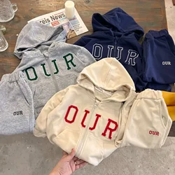 Children's Suit 2022 Autumn New Boys and Girls Embroidered Letter Set Baby Hoodie Two-Piece Set Tide Net Red Tide